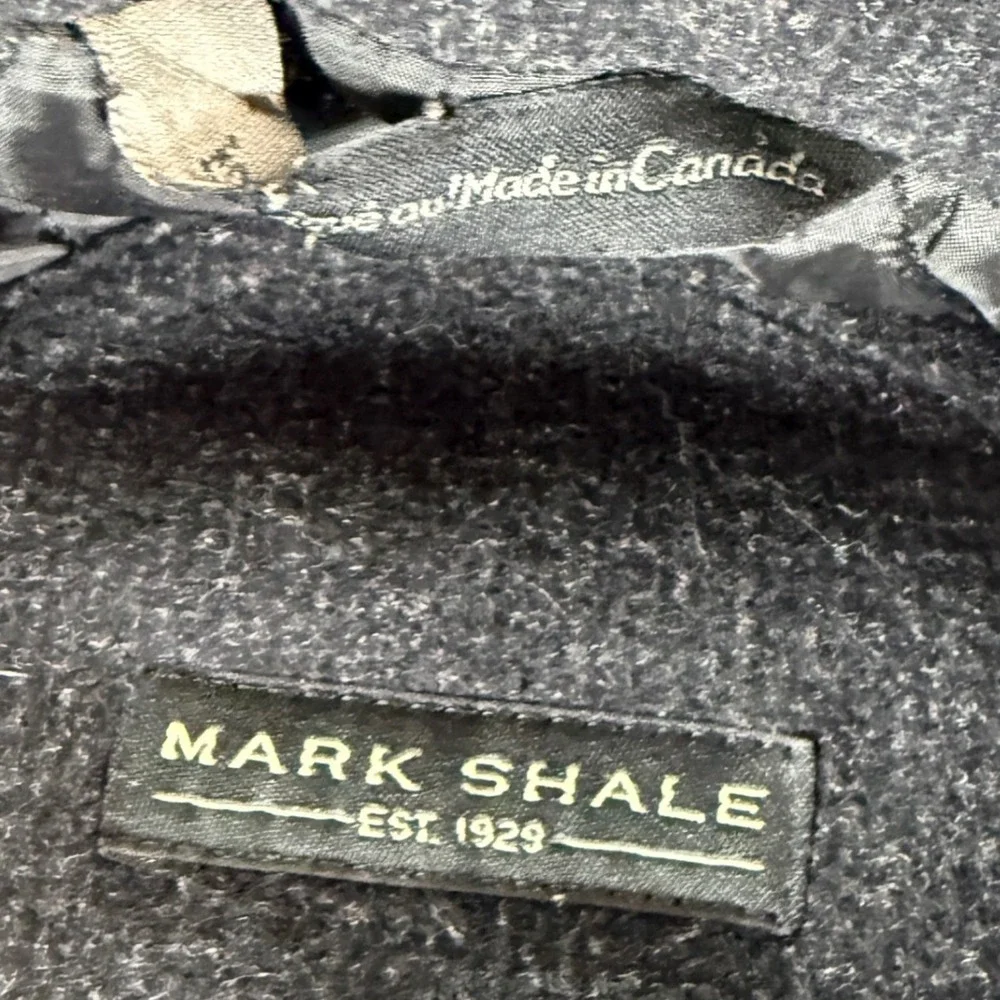 Mark Shale Wool Blend Carter Jacket Mens 42R Charcoal Zip Coat Winter Minimalist